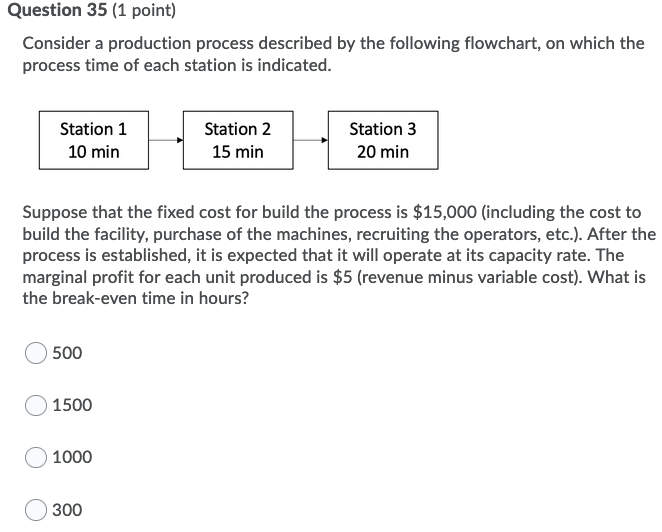 Question 35 (1 point) Consider a production