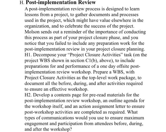 H. Post-implementation Review A