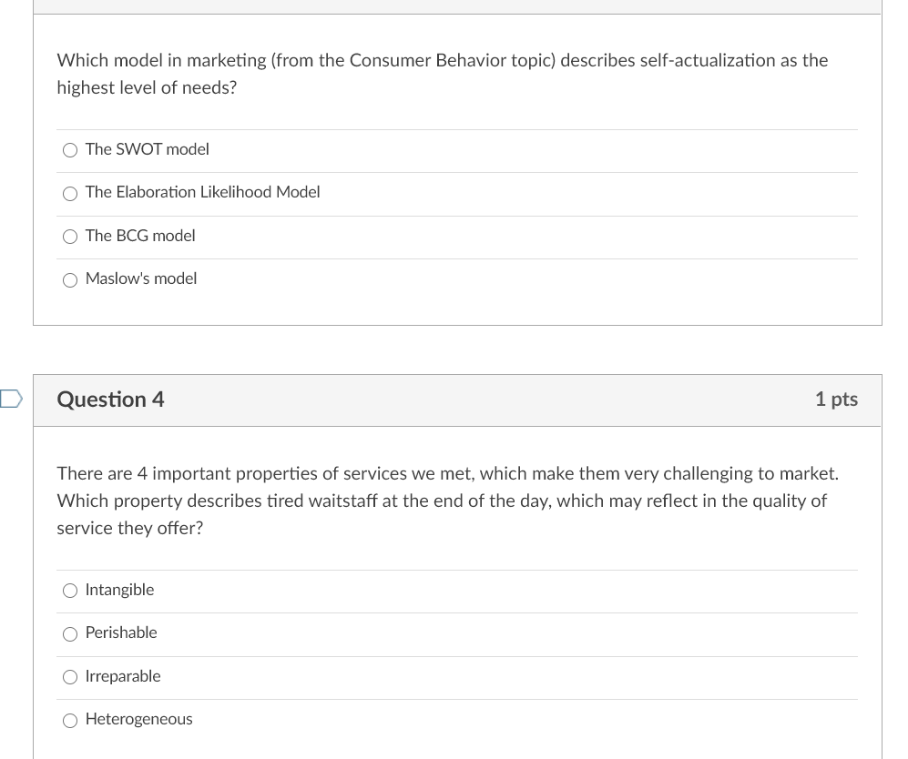 Which model in marketing (from the Consumer