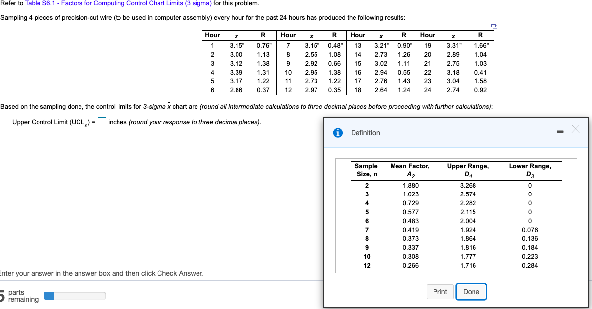 Control limits for 3-sigma x chart are: -Upper