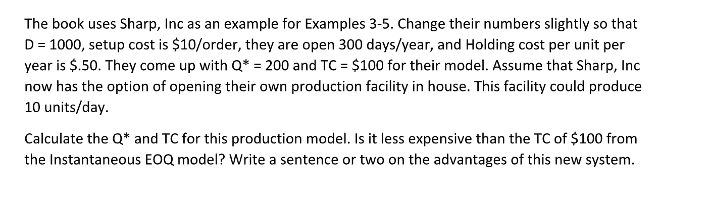 The book uses Sharp, Inc as an example for