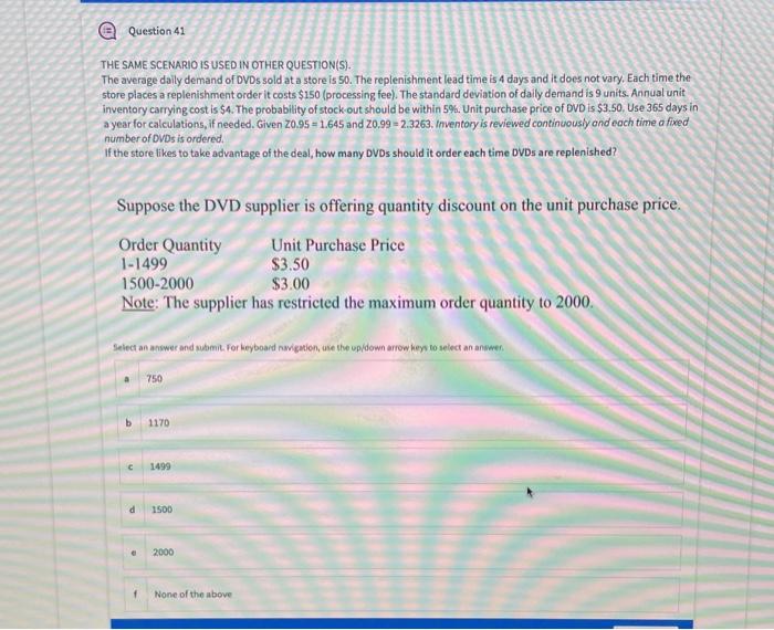 @ Question 41 THE SAME SCENARIO IS USED IN OTHER