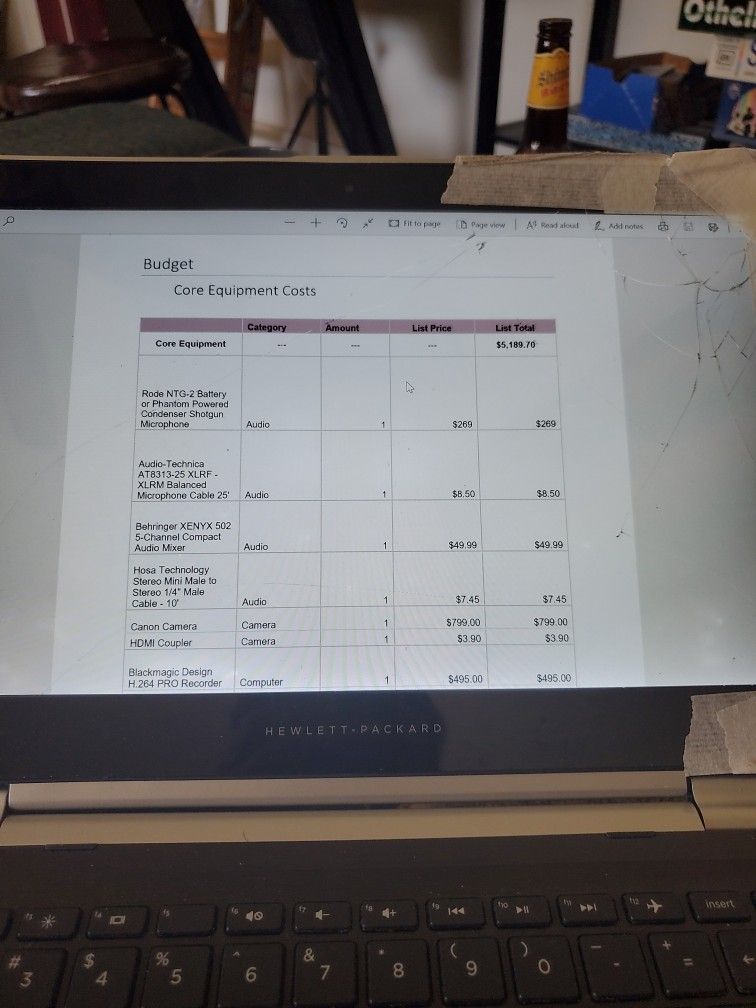 prepare a BUFGET sheet in order to build a taco