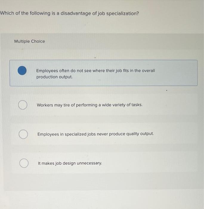 Which of the following is a disadvantage of job