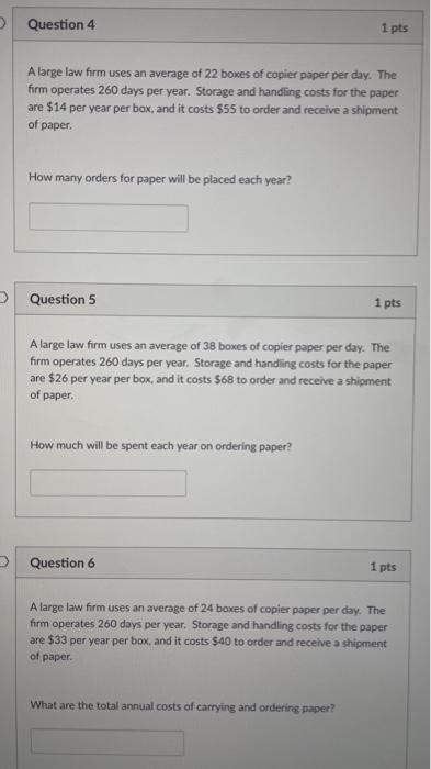 Question 4 1 pts A large law firm uses an average