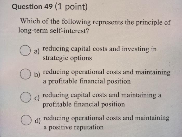 Question 49 (1 point) Which of the following