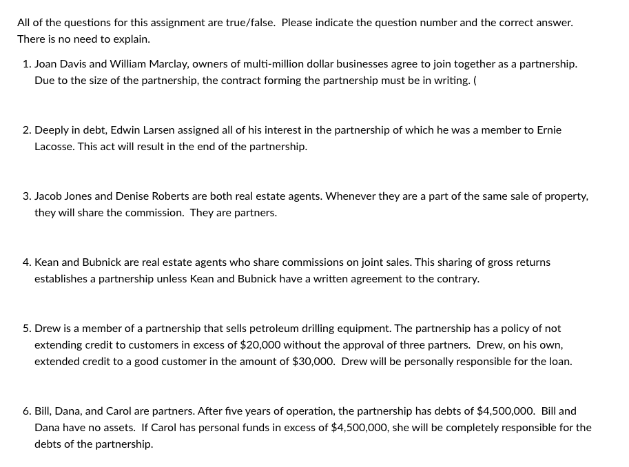 All of the questions for this assignment are