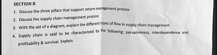 supply chain management SECTION B 1. Discuss the
