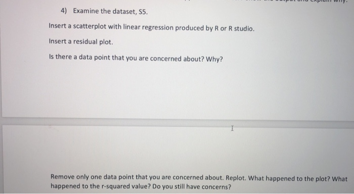 4) Examine the dataset, S5. Insert a scatterplot