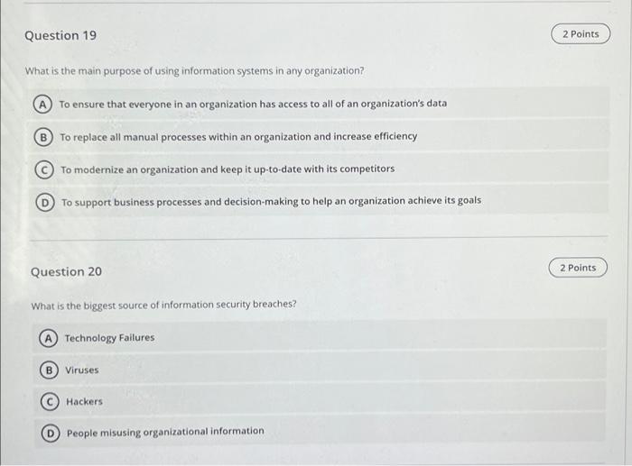 Question 17 2 Points Employees need to understand