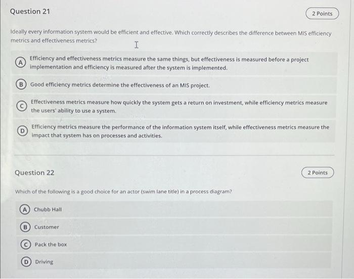 Question 17 2 Points Employees need to understand