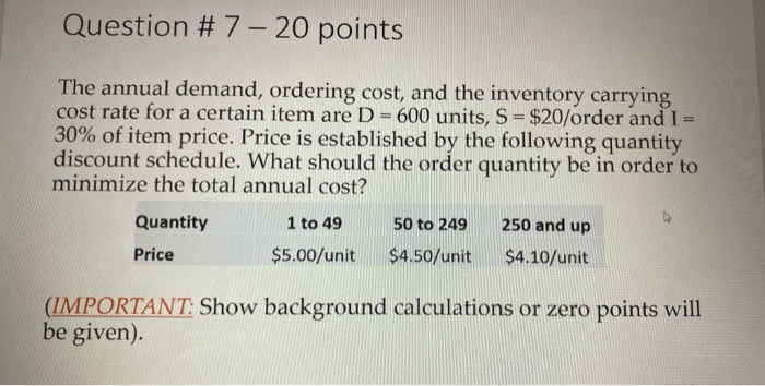 please show all the calculations please Question