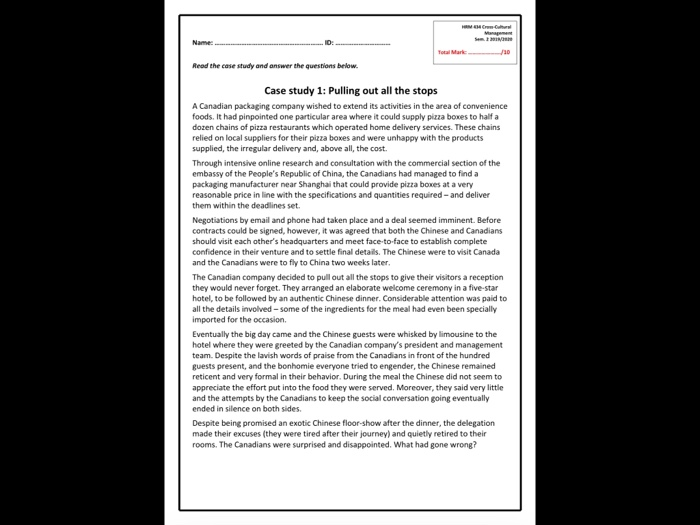 Read the case study and answer the question