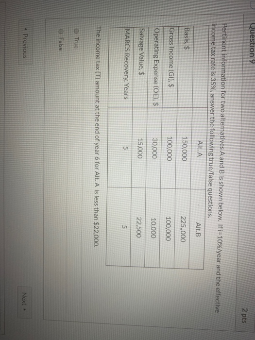 Question 2 pts Pertinent information for two