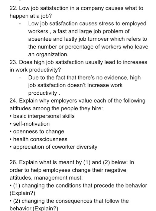 1. Give a very specific example of one behavior