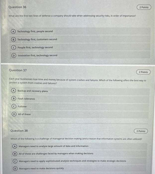 Question 36 2 Point What are the first two lines