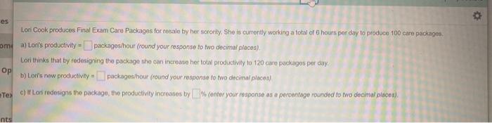 es Lori Cook produces Final Exam Care Packages