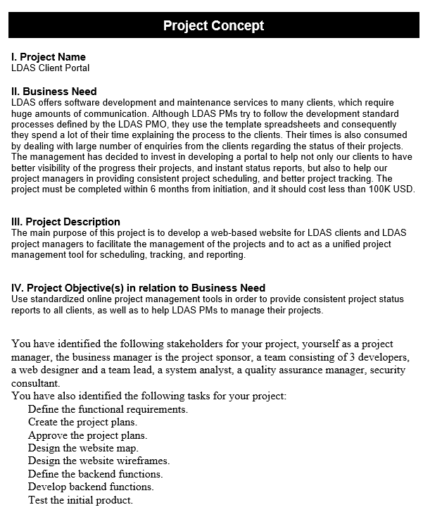 I need help with Section 2 of the project charter