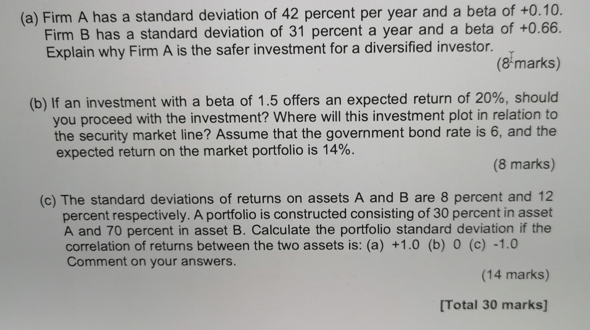 (a) Firm A has a standard deviation of 42 percent
