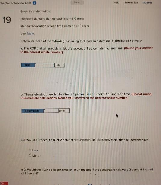 Savel Chapter 12 Review Quiz Help Save & Exit