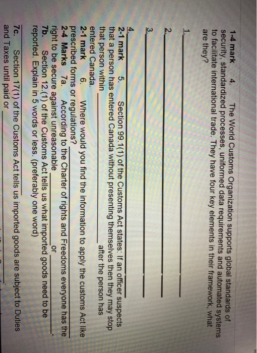 0-3 Marks 1. What are the 3 stages in the Customs