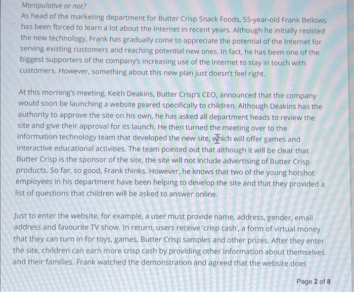 Manipulative or not? As head of the marketing