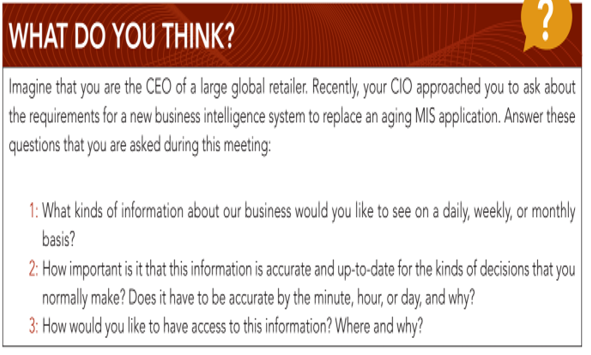WHAT DO YOU THINK? Imagine that you are the CEO