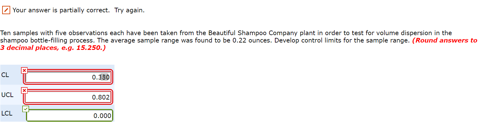 Your answer is partially correct. Try again. Ten