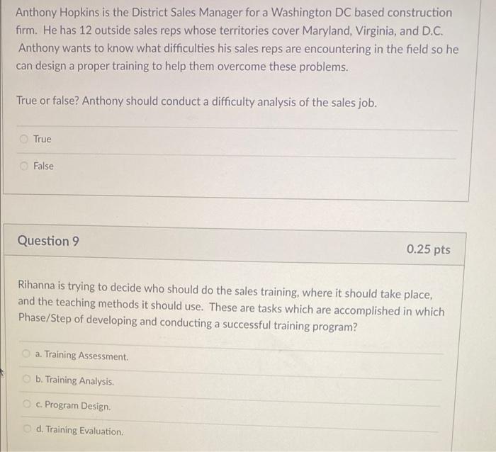 Anthony Hopkins is the District Sales Manager for