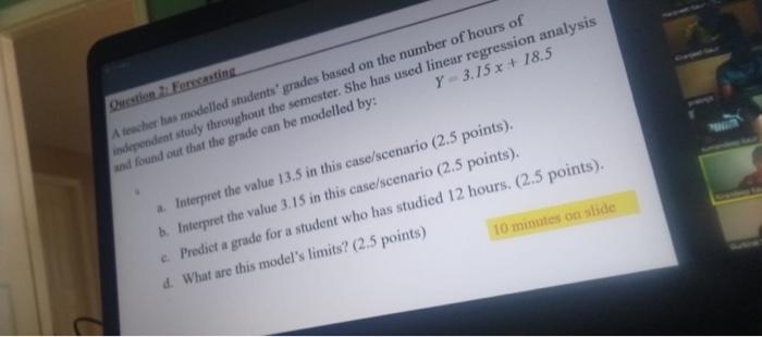 Questions excasting A teacher has modelled