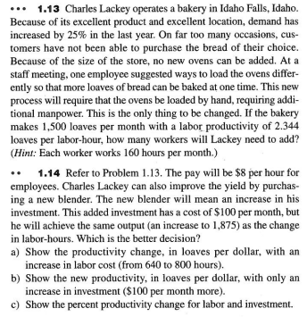 ... 1.13 Charles Lackey operates a bakery in