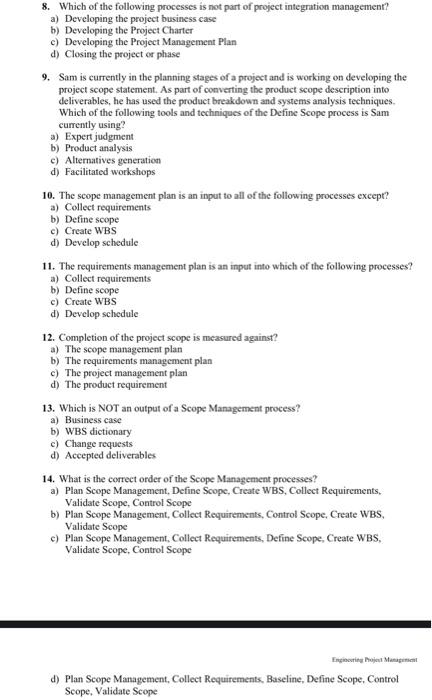 8. Which of the following processes is not part