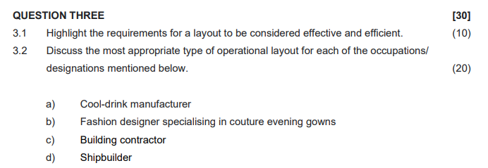 QUESTION THREE [30] (10) 3.1 Highlight the