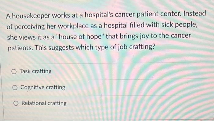 A housekeeper works at a hospital's cancer