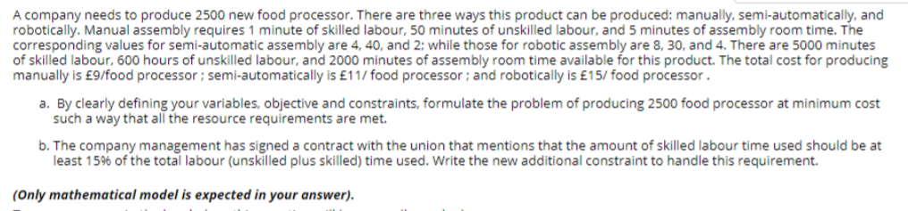 A company needs to produce 2500 new food