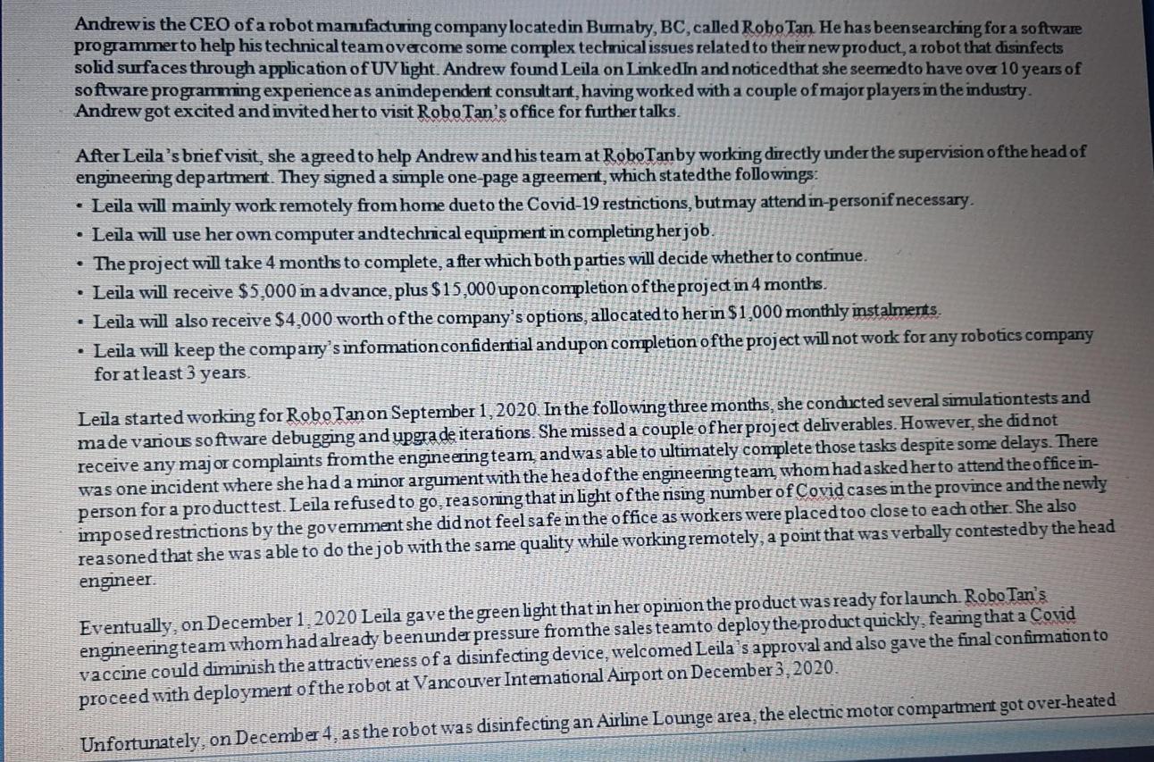 Andrew is the CEO of a robot manufacturing