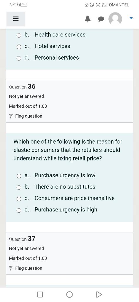 : | O O OMANTEL = b. Health care services C.