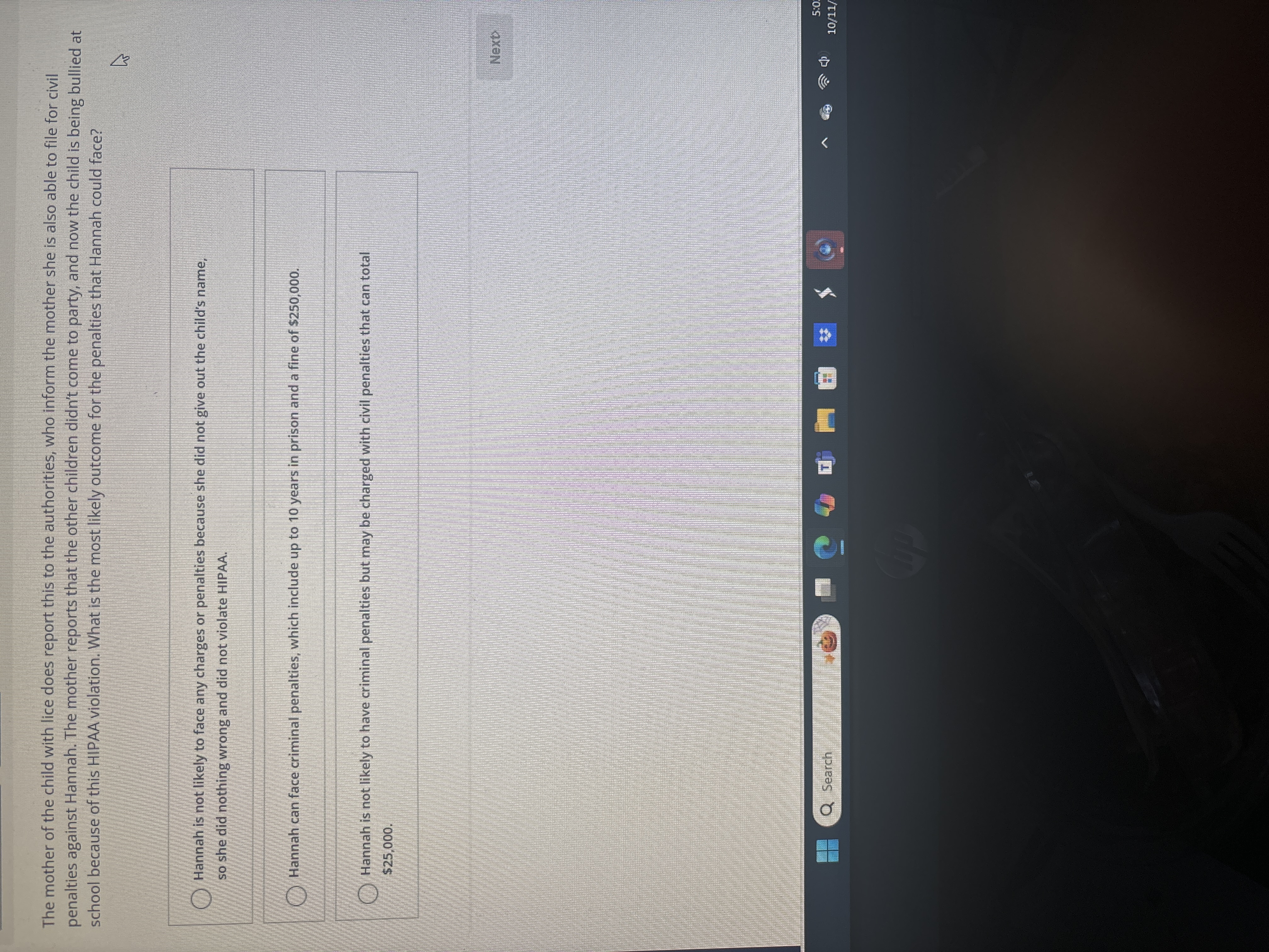 The mother of the child with lice does report