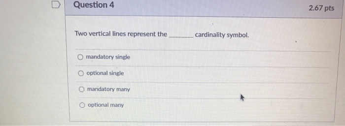 Question 4 2.67 pts Two vertical lines represent