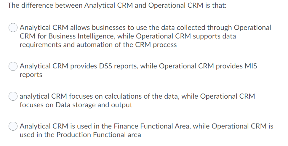 The difference between Analytical CRM and