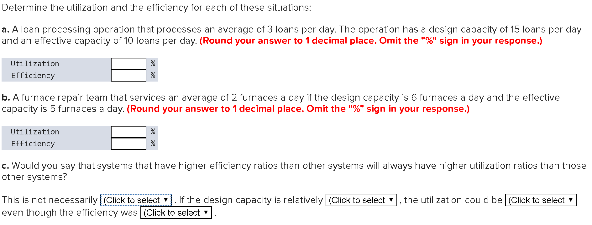 1.) Click to select = True or False 2-4.) Click