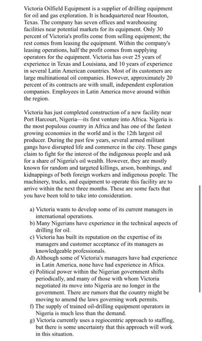 Victoria Oilfield Equipment is a supplier of