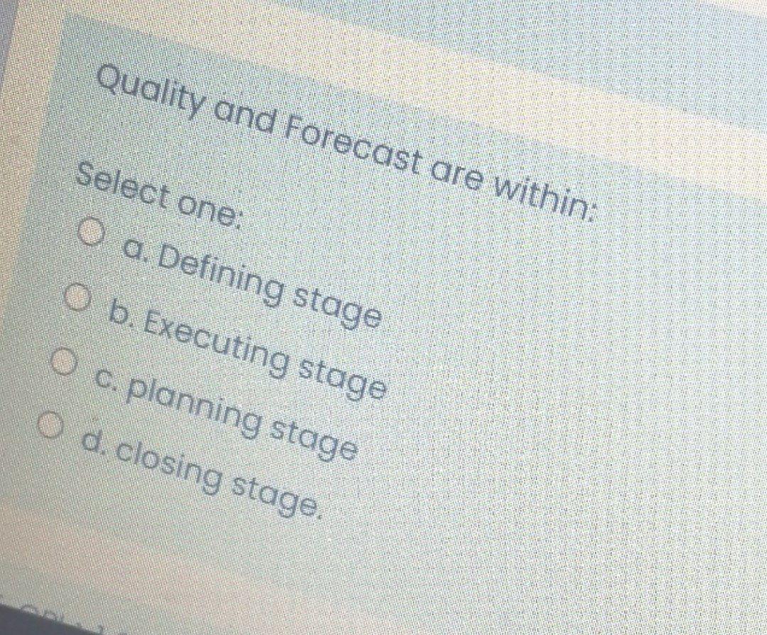 Quality and Forecast are within: SER BE BELLES