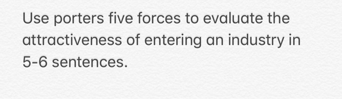 Use porters five forces to evaluate the