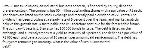 Sizo Business Solutions, an industrial business