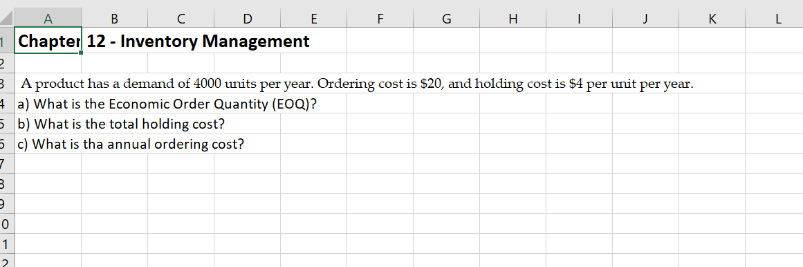 A B D E F G H K . - 1 Chapter 12 - Inventory
