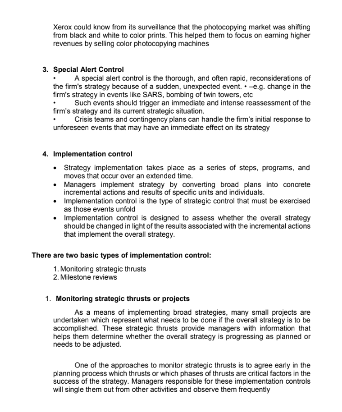 Questions: 1. What is strategic control? 2. How