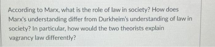 According to Marx, what is the role of law in
