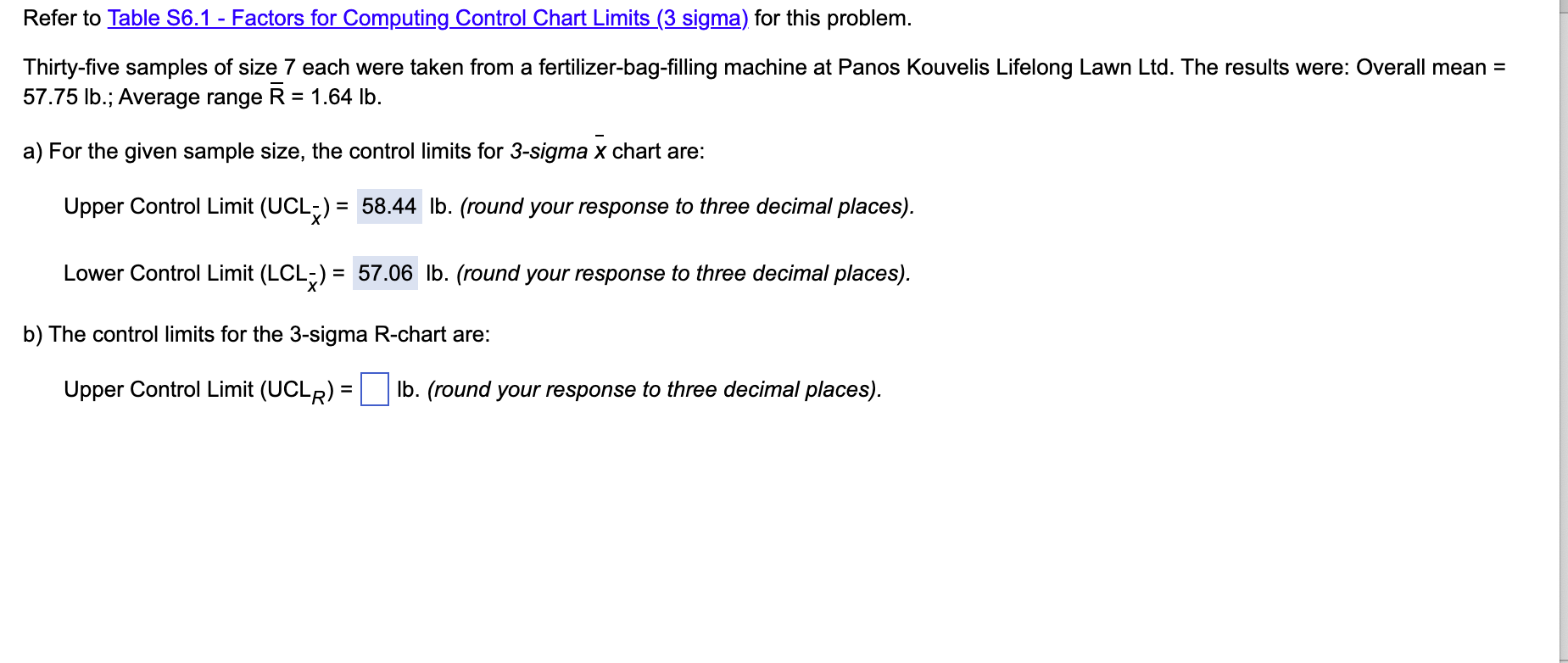 ? Refer to Table 56.1 - Factors for Computing