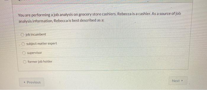 you are performing a job analysis on grocery